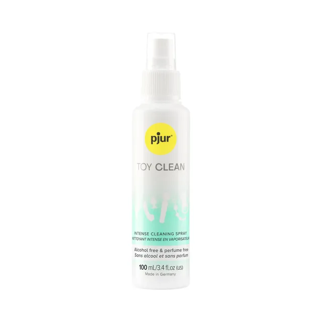 pjur Toy Clean 3.4 oz clear spray bottle with mint label