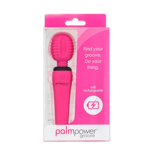 BMS PalmPower Groove fuchsia mini wand massager front retail package