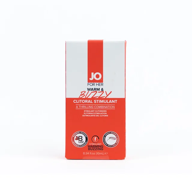 System JO Warm and Buzzy 0.34 oz red white carton front