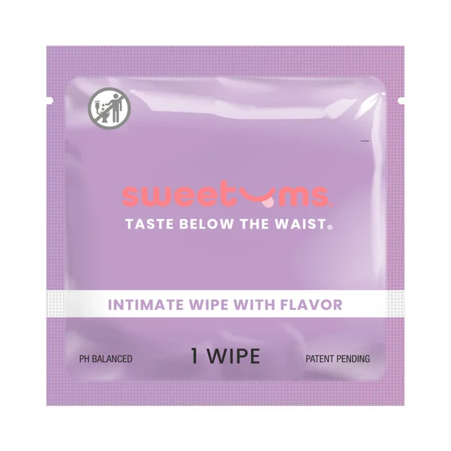 Sweetums Honey Lavender intimate wipes single honey lavender packet front view