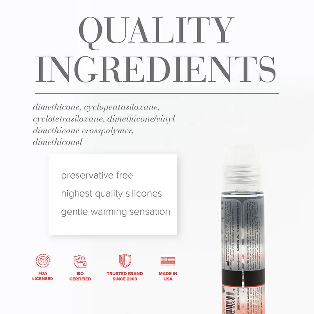 System JO Anal Warming bottle beside silicone ingredient graphic