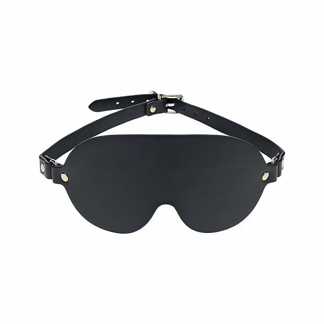 black London bonded-leather blindfold with broad contoured eye panel