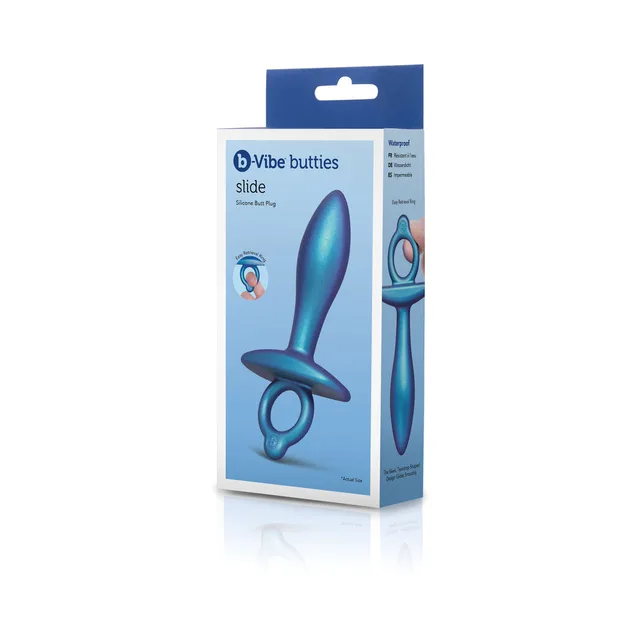 b-Vibe Butties Slide blue plug in light-blue retail box