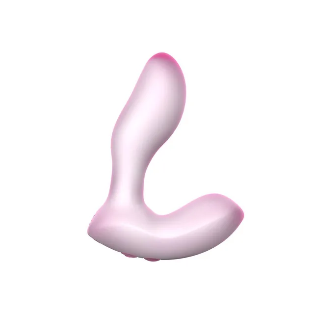 BMS Softies 5-inch silicone vibrator in pink front three-quarter view showing both curved branches
