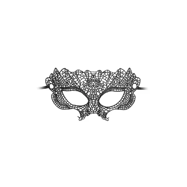 Full front view of Princess lace mask and elastic straps