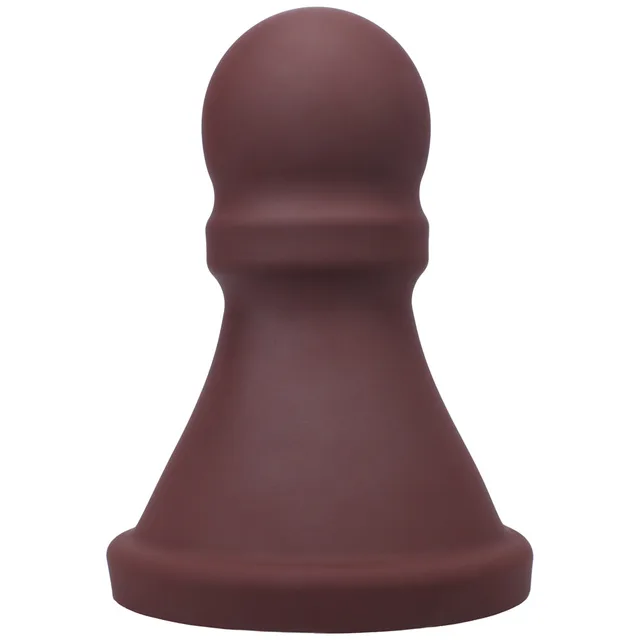 Front view of garnet Tantus The Pawn with rounded bulb and wide base