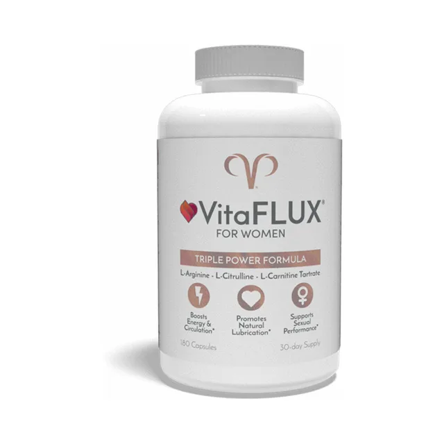 white VitaFLUX for Women bottle marked 180 capsules and 30-day supply