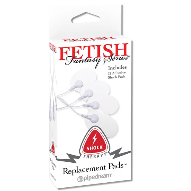 White Fetish Fantasy Shock Therapy box containing 12 oval replacement pads