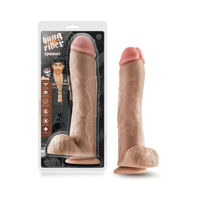 Hung Rider Hammer beige dildo beside retail package