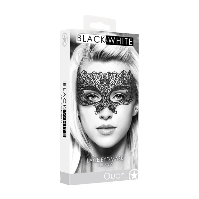 Shots Ouch Princess black lace eye mask retail box