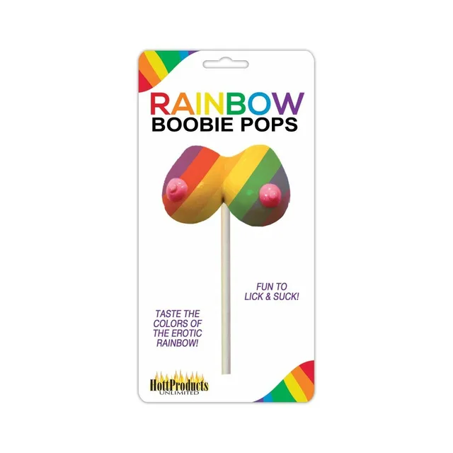 Rainbow Boobie Candy Pop rainbow candy on white hanging card