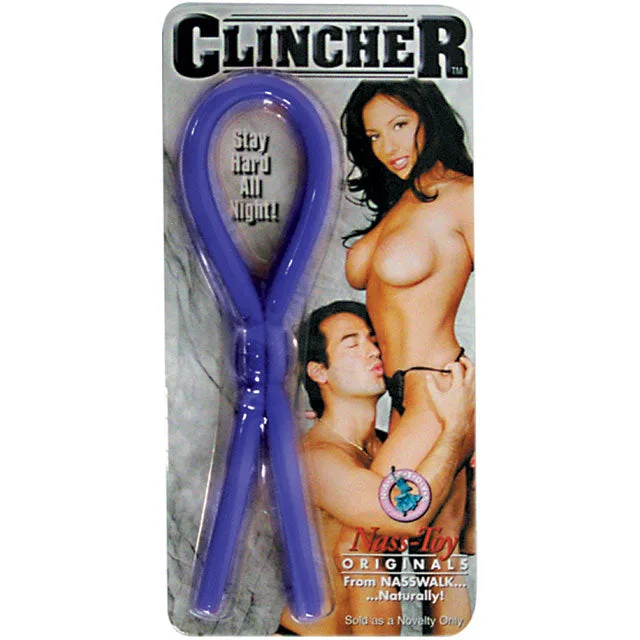 Blue Nasstoys Clincher adjustable lasso cock ring on a clear illustrated retail card