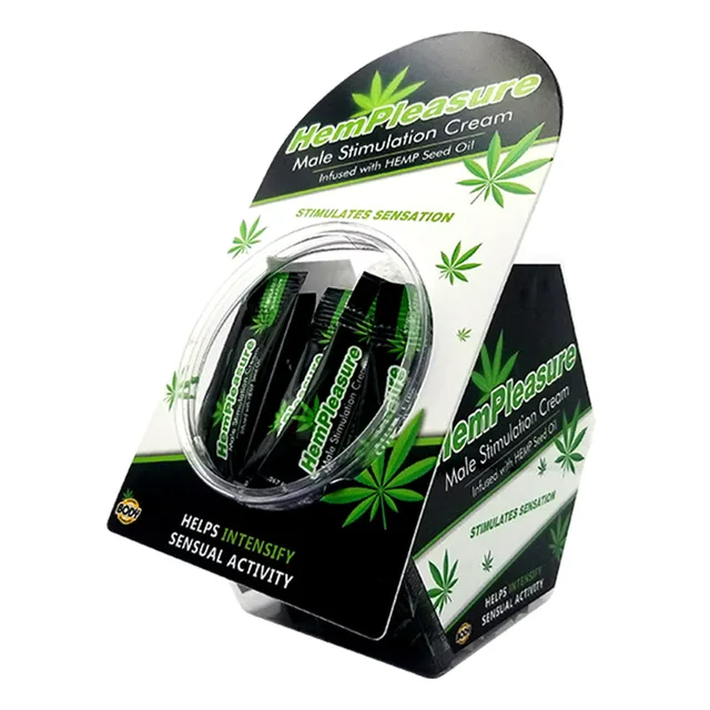 Body Action HemPleasure for Men open-top black carton with green leaf graphics, green accents and black tubes