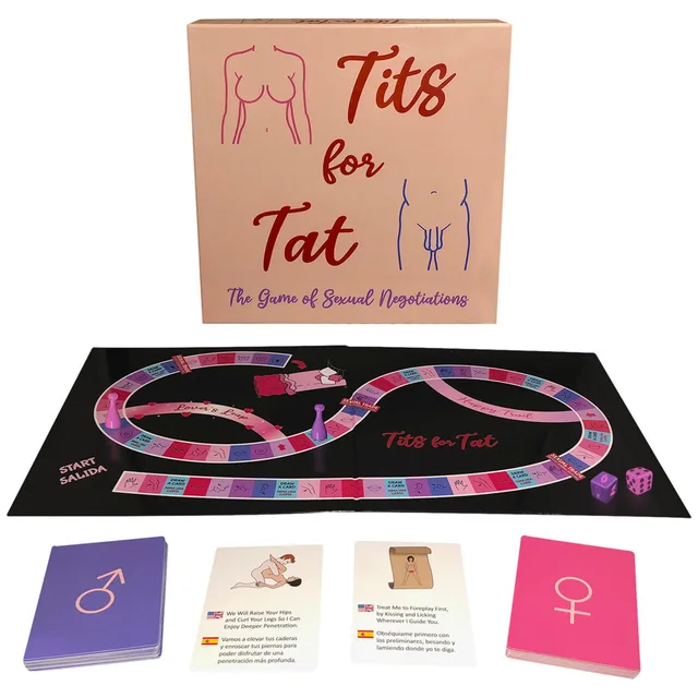 Tits for Tat board game with cards dice and markers