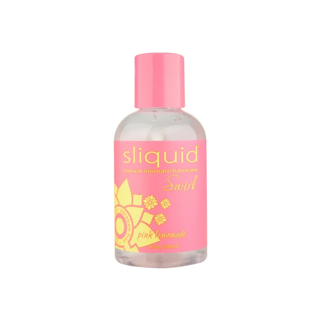 Clear Sliquid Pink Lemonade 4.2 oz bottle with pink cap and label