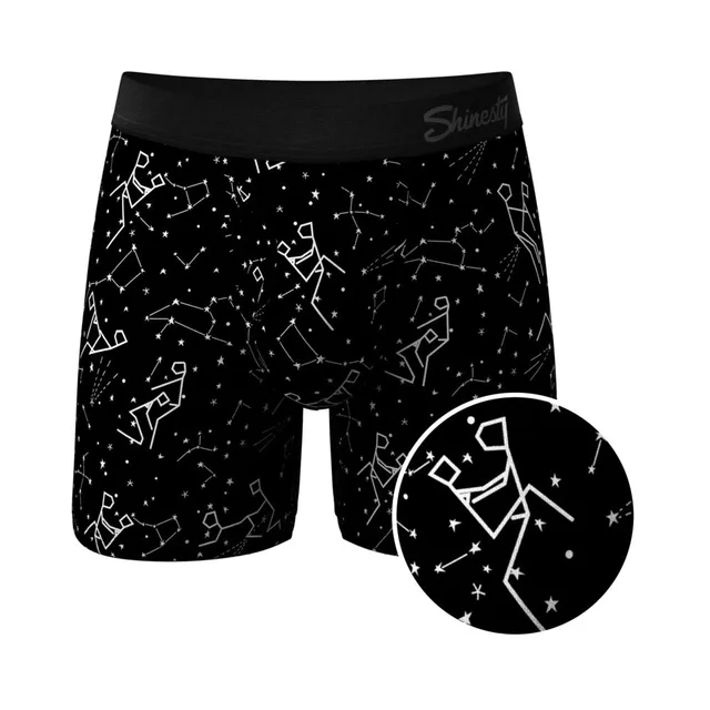 Front view of Shinesty Big Bang size 2XL black constellation pouch underwear