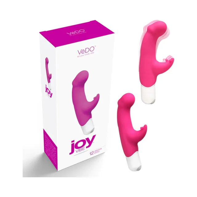VeDO Joy Hot in Bed Pink rabbit vibrator beside pink retail box