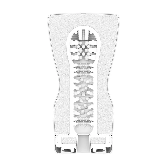 Cutaway view of white Tenga Gentle Soft Case inner texture