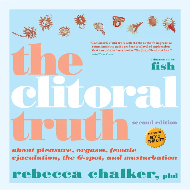 light blue Clitoral Truth second edition cover with peach title and small floral motifs