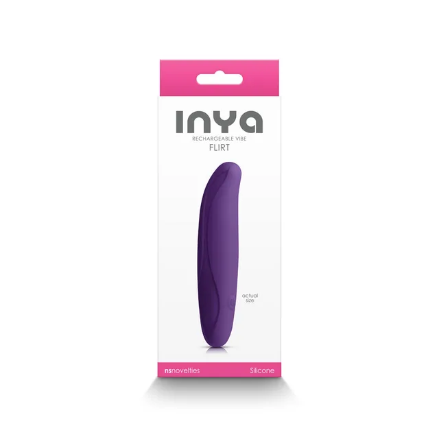 INYA Flirt dark-purple vibrator in white retail box