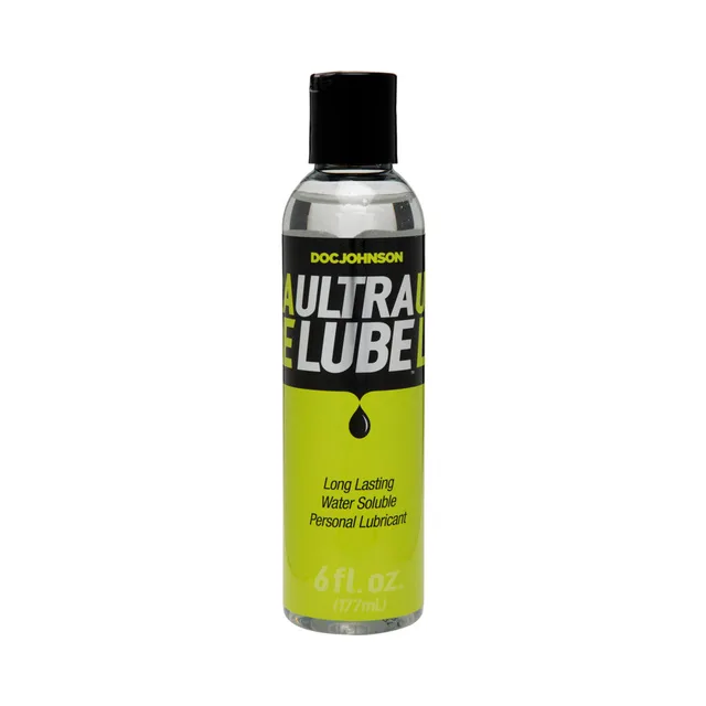 Front of Doc Johnson Ultra Lube six-ounce bottle with green label