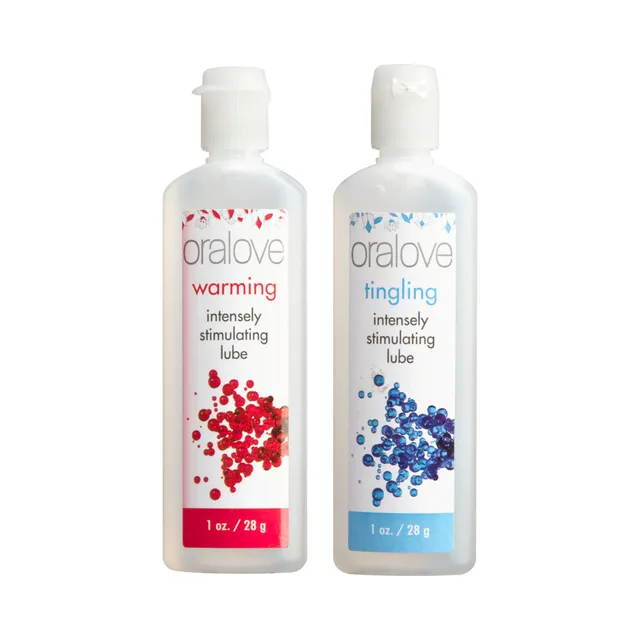Oralove Warming & Tingling Duo Warming and Tingling white bottles side by side
