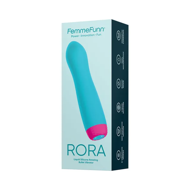 FemmeFunn Rora turquoise rotating bullet retail box