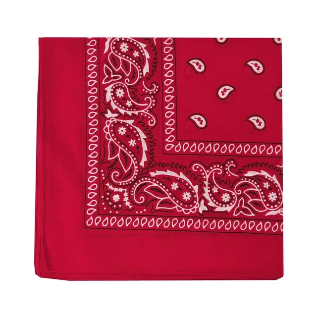 Folded red Prowler RED hanky with white paisley border