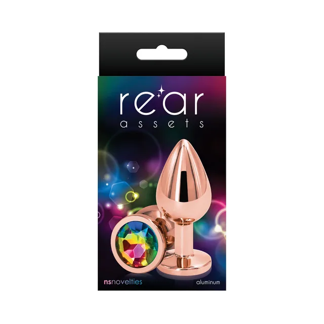 Medium rainbow gem Rear Assets rose gold plug package