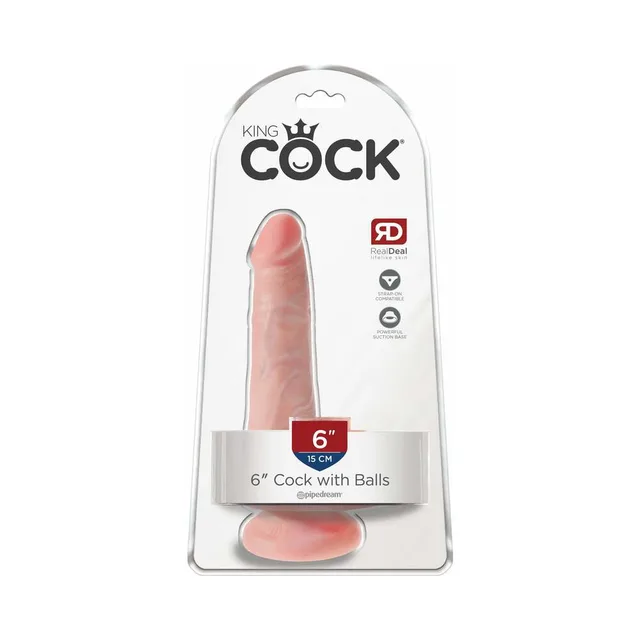 Pipedream King Cock Beige 6 Inch Dildo inside clear-front blister package