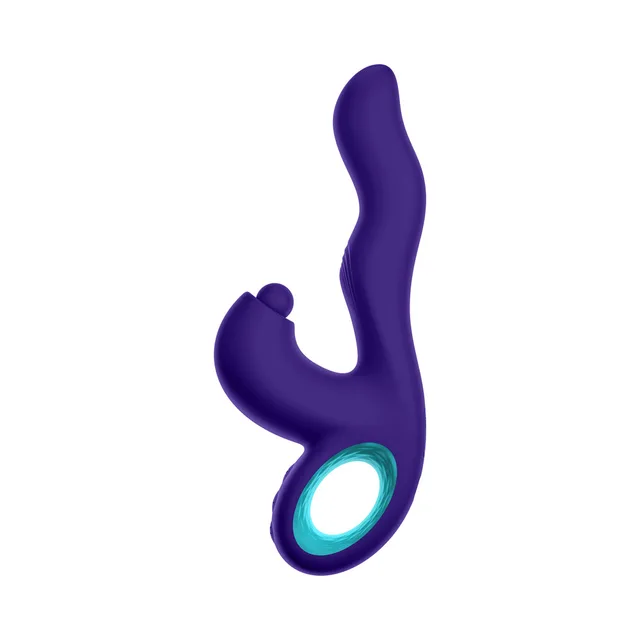 Three-quarter view of purple Klio with teal loop handle