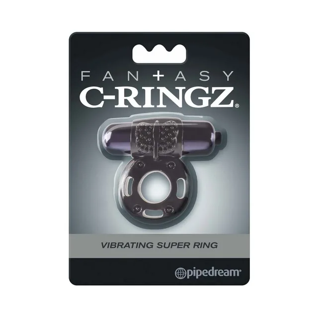 Pipedream Fantasy C-Ringz Black Vibrating Ring black hanging card package