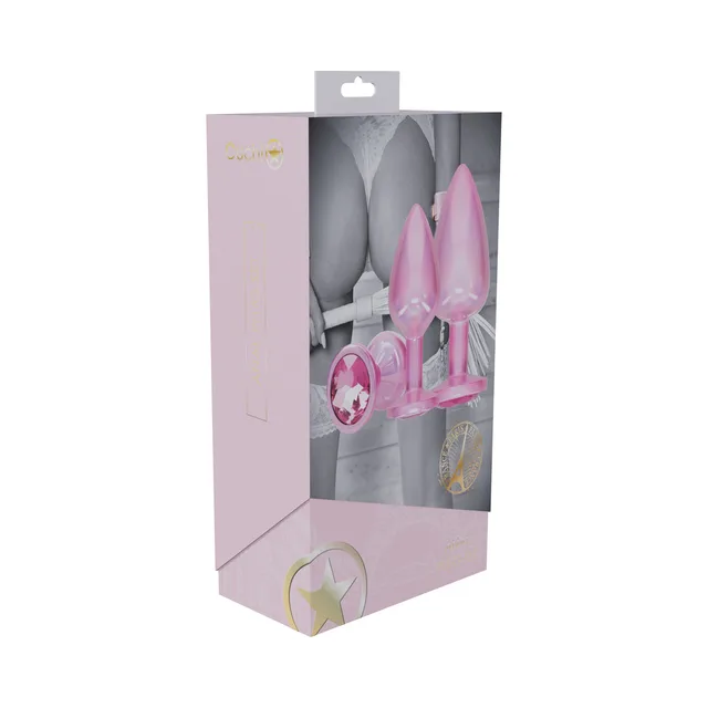 Ouch International Paris three-piece pink anal plug set box