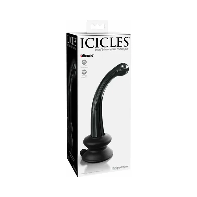 Icicles No. 87 curved black glass massager in retail box