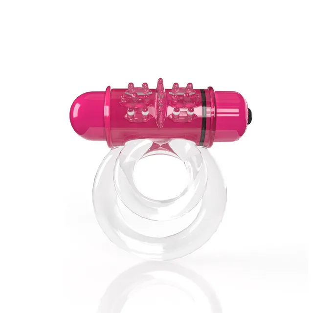 Front view of clear double rings and pink bullet module