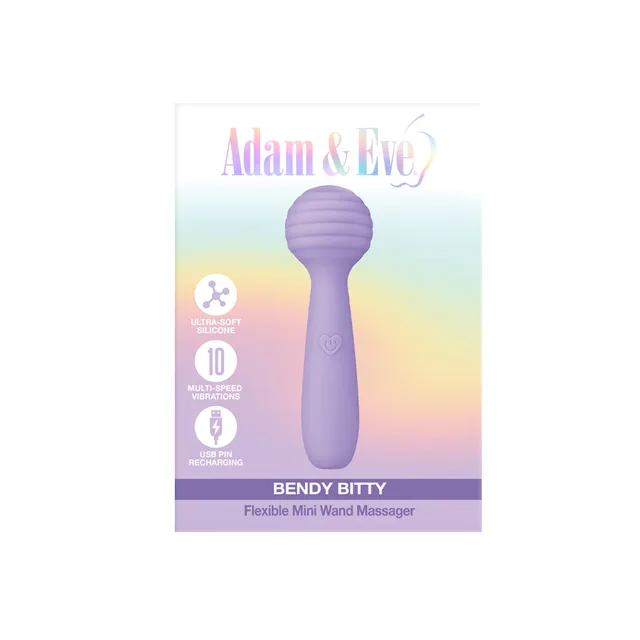 Adam and Eve Bendy Bitty lilac mini wand in retail card