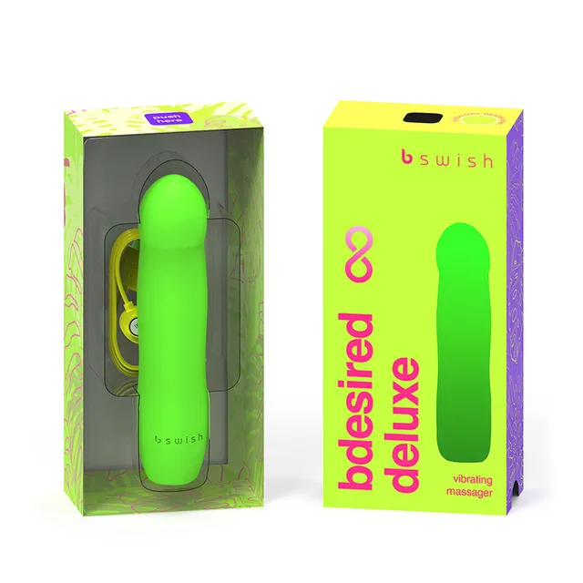 Paradise Green B Swish Bdesired Infinite Deluxe massager with window box and yellow cable