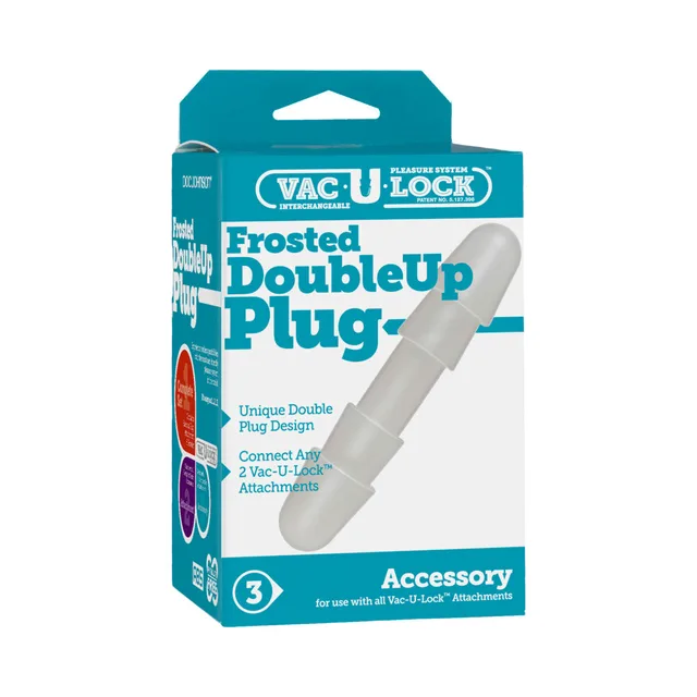 Vac-U-Lock Frosted DoubleUp Plug white adapter in turquoise retail box