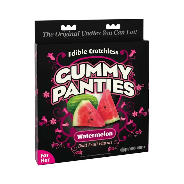 Pipedream Watermelon Edible Crotchless Gummy Panties black box