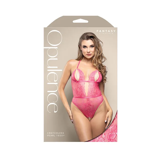 Fantasy Lingerie hot pink split-cup teddy L/XL retail box