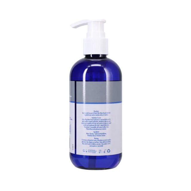 TitanMen Hydro-Play Water-Based Glide 8 oz blue bottle rear label view