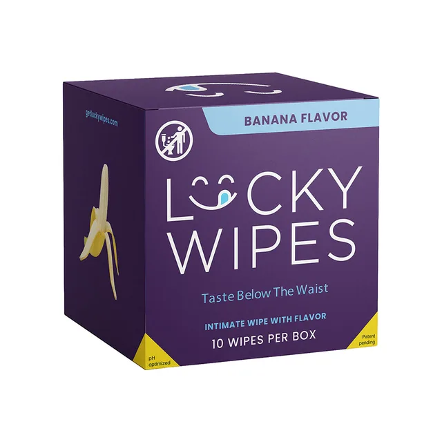 Purple Sweetums Lucky Wipes banana flavor 10-count box