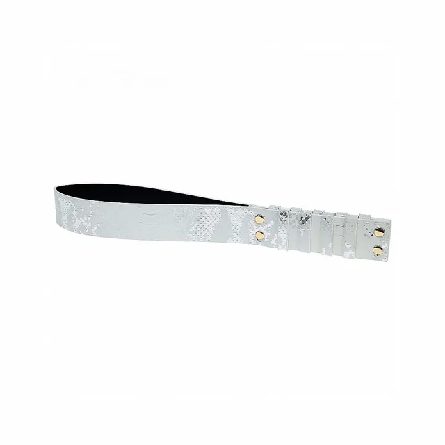 white and silver snakeskin Florence leather paddle with gold studs