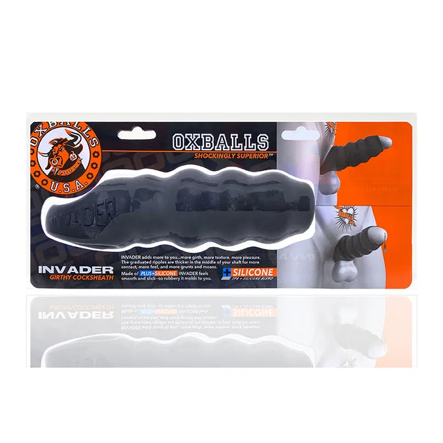 Black Ice Oxballs Invader rippled cocksheath in orange retail package