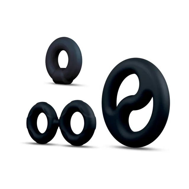 Three black Throttle rings in distinct connected shapes
