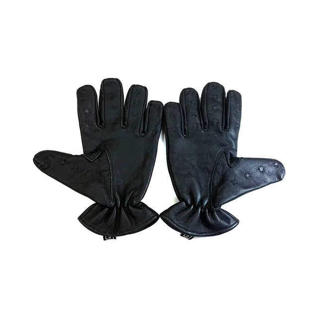 pair of black Rouge leather vampire gloves with metal palm and finger points
