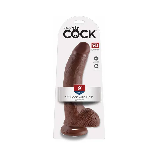 Pipedream King Cock 9-Inch Brown Dildo with Balls retail card front