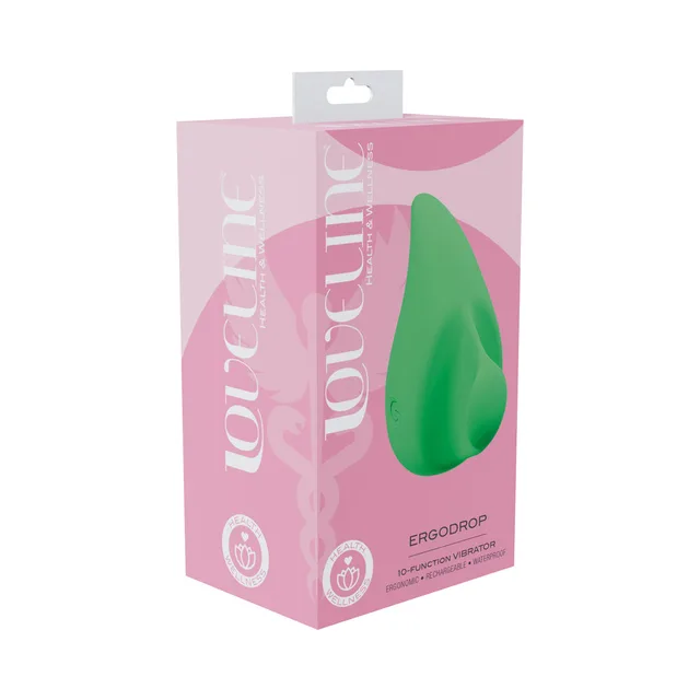 Shots LoveLine ErgoDrop green teardrop massager retail box