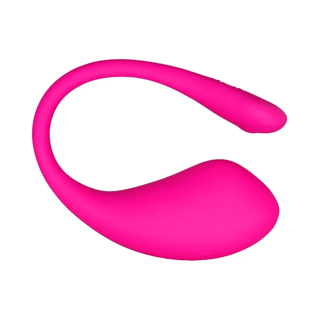 Side view of pink Lovense Lush 3 egg vibrator with looped tail