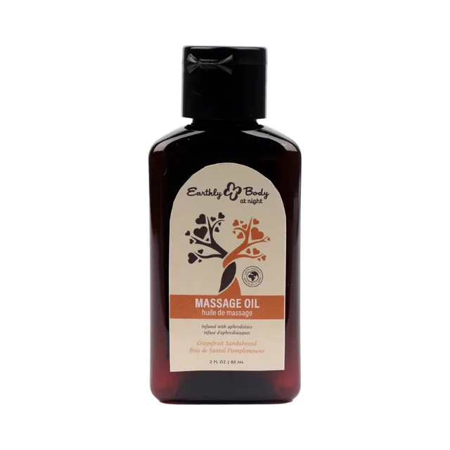 Front of Earthly Body grapefruit sandalwood massage oil 2 oz bottle